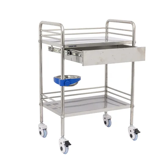 Medical Hospital Furniture Sus 304 Stainless Steel Instrument Trolley Cssd Stainless Steel Mobile Transfer Cart (1)