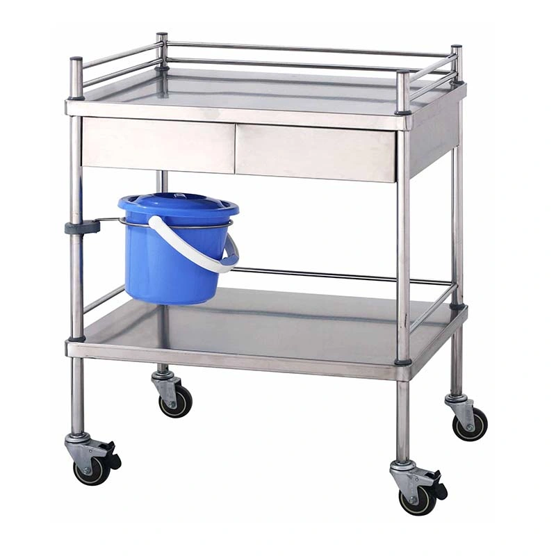 Medical Hospital Furniture Sus 304 Stainless Steel Instrument Trolley Cssd Stainless Steel Mobile Transfer Cart