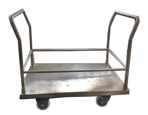 Corrosion Resistant Four Wheel Mild Steel Industrial Trolley In Silver Color 410