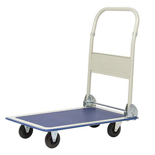 Rectangular Mild Steel Paint Coated Four Wheel Type Platform Hand Trolley 393