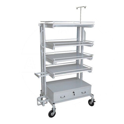 White Innovative Hospital Furniture Stainless Steel Corrosion Friendy Hospital Steel Trolley 528